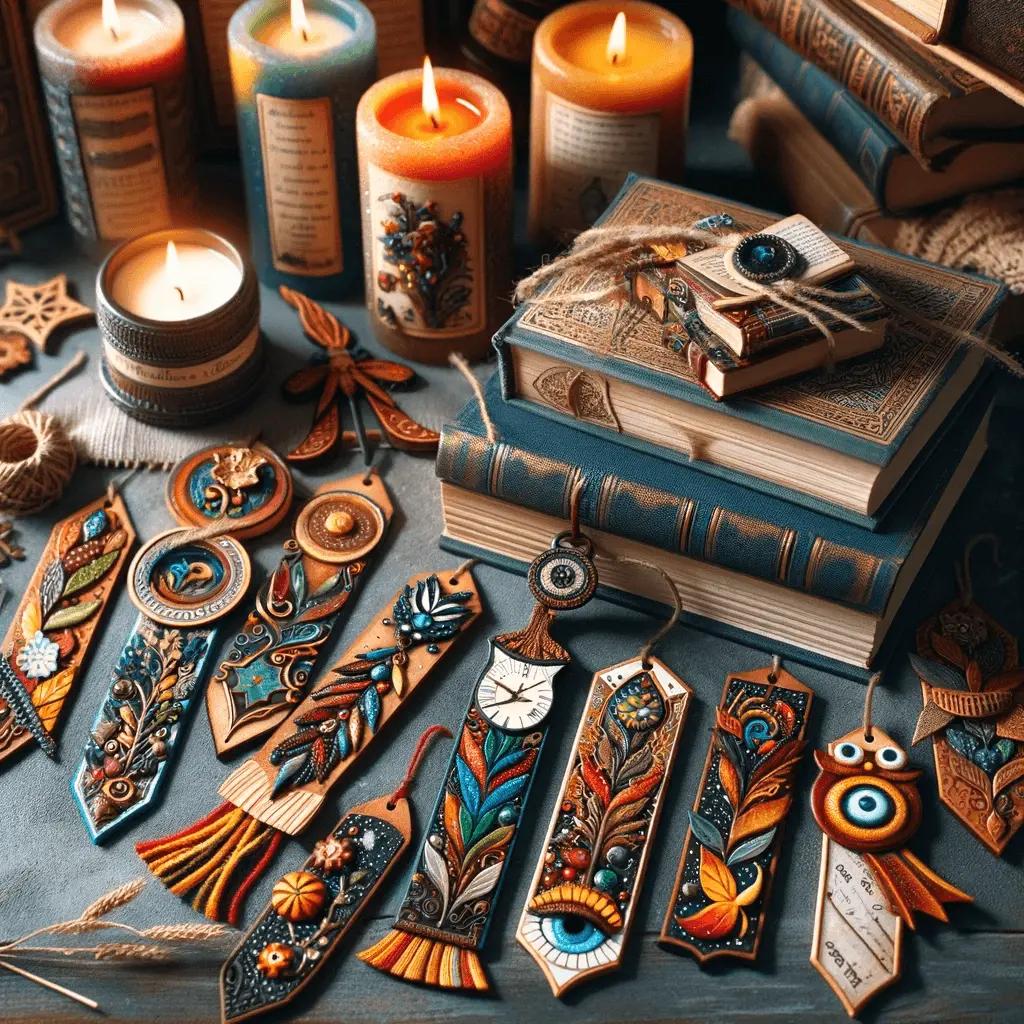 multiple diy bookmarks and candles